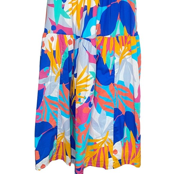 J Crew Reimagined Sundress Size 2 Bright Multicolor Floral Print Lined Back Tie - Picture 3 of 7